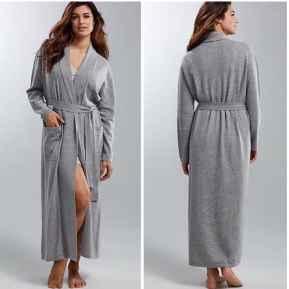 Arlotta 100% Cashmere Long Maxi Duster Robe Grey Women’s Size M/L Soft Luxurious - Picture 3 of 16